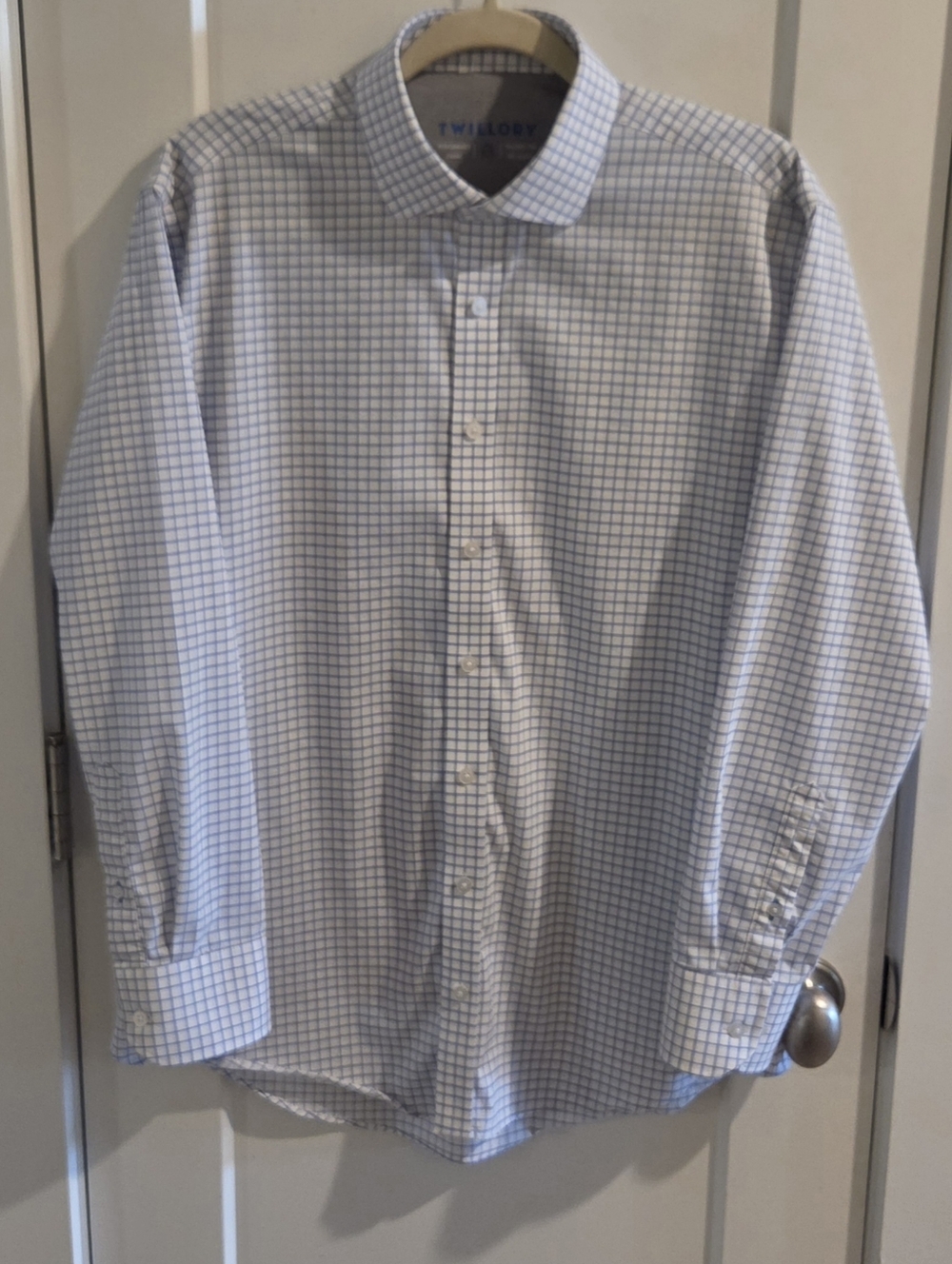 Twillory Windowplane-Plaid Performance Fabric Button-Down Shirt - Size Large